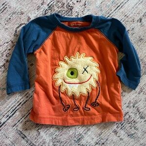 First Impressions Orange and Blue Long Sleeve Tee with Monster Design